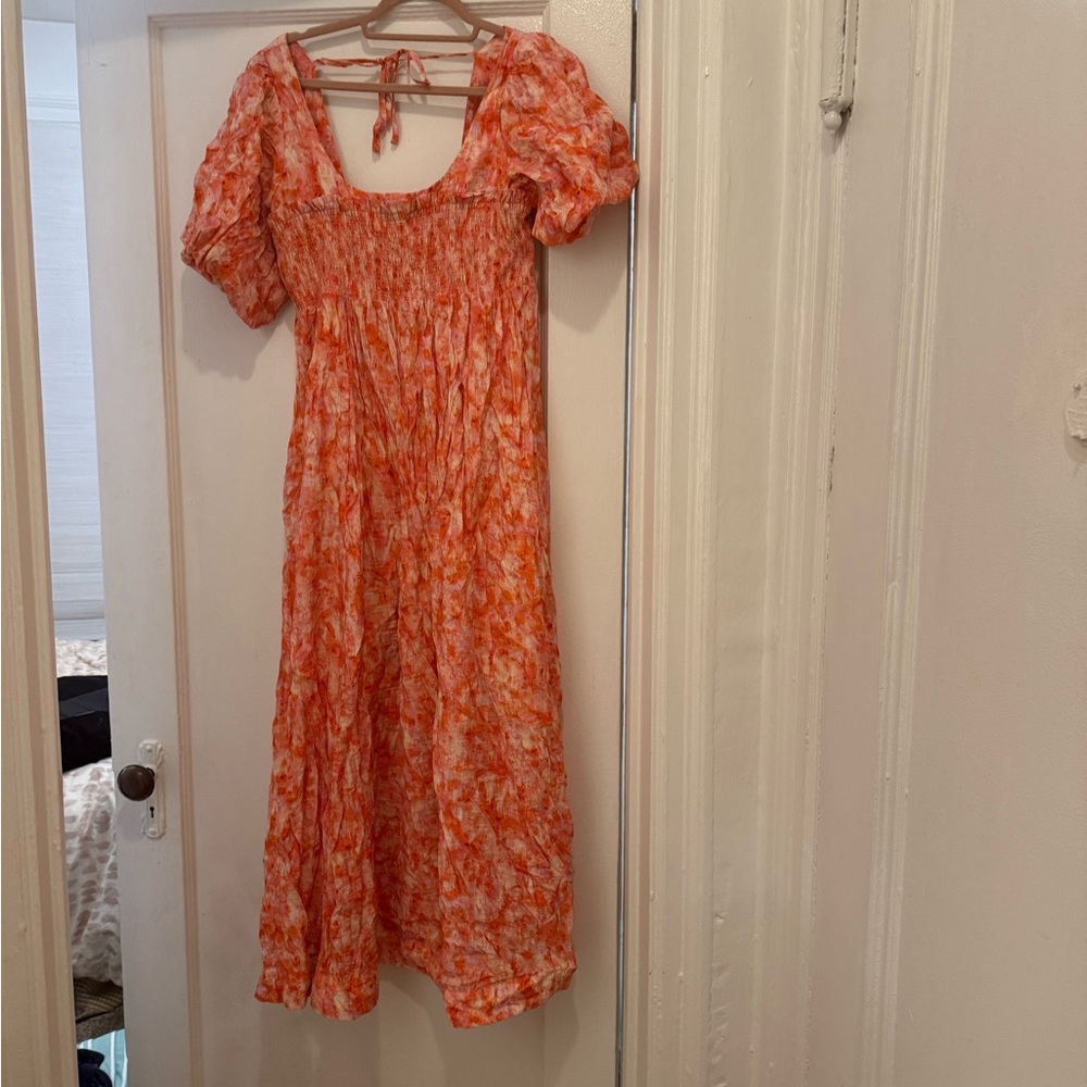 Anthropologie Orange Floral Maxi Dress - Picture 3 of 4